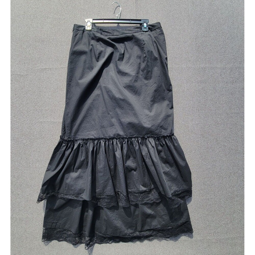 Chic Star Size 44 Black Ruch Lace Tiered Steampunk Gothic Skirt 906